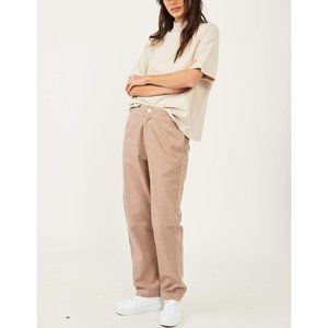 NWT Free People Kate Plaid Straight Leg Pant / Brown & White